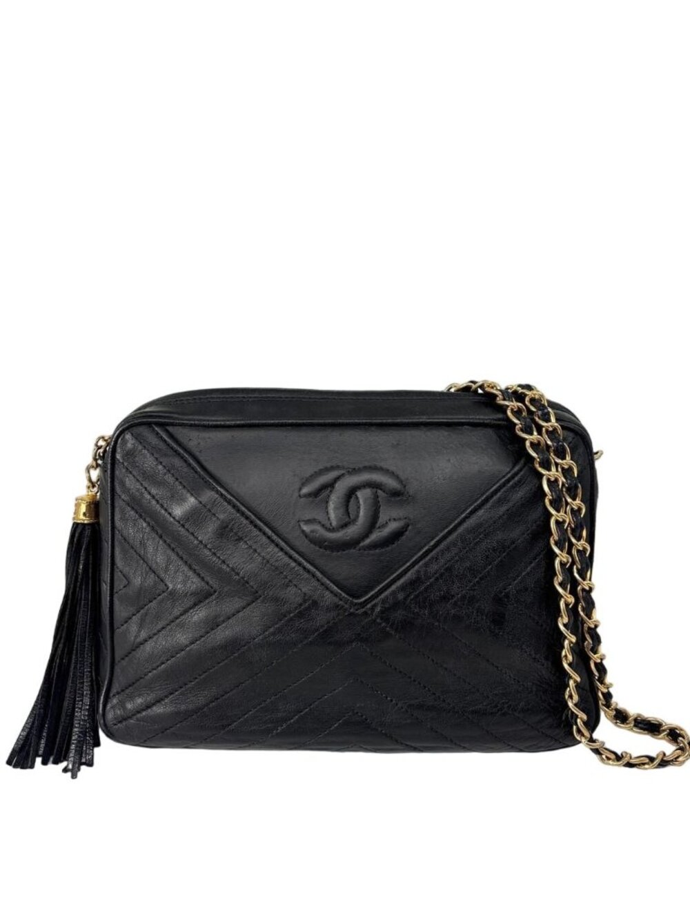 Chanel Stitch Lambskin Shoulder Bag Black